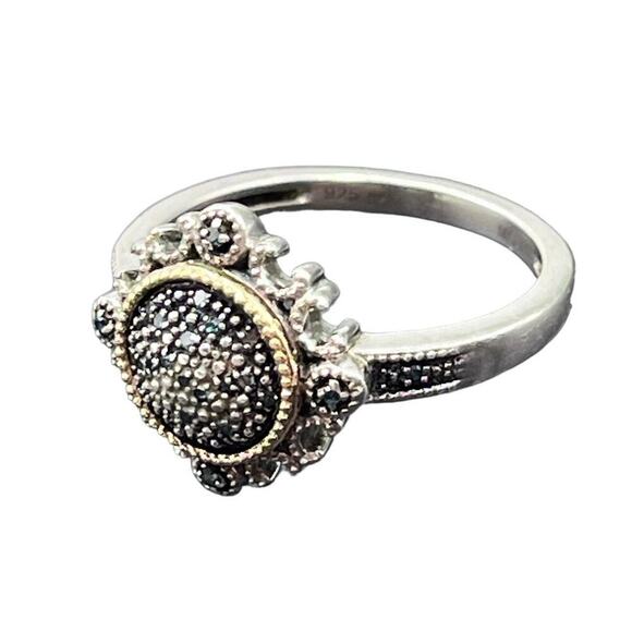 Designer‎ 925 Sterling Silver 14K
Yellow Gold Blue Diamond Two Tone Ring Sz 7.5 - Picture 2 of 16